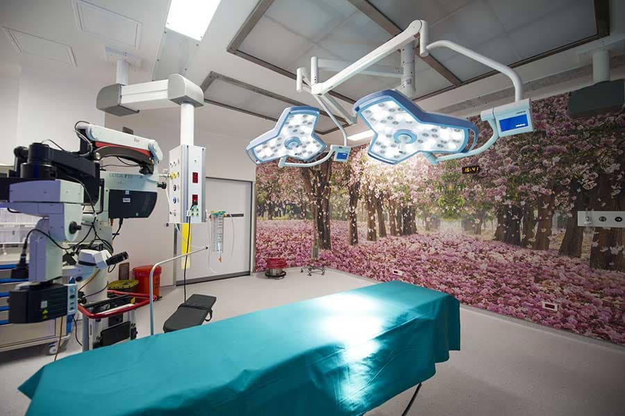 Operating room with cherry blossom wall mural
